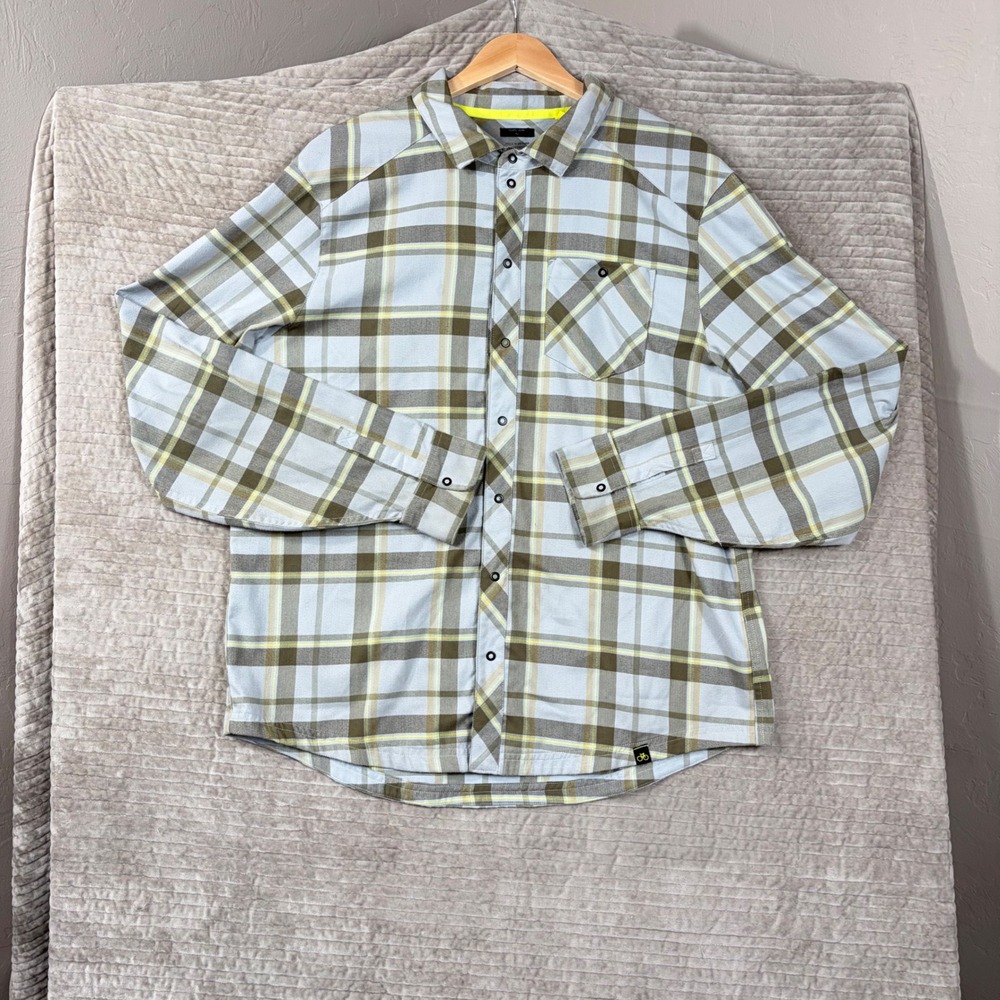 Pearl Izumi Rove Flannel Shirt XL Blue Plaid Snap Front Cycling 17121901